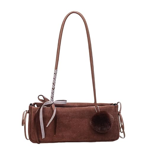 Wildleder Bogen Umhängetasche Top-Griff Tasche for Frauen Mädchen Damen (Kaffee) von Kexpery