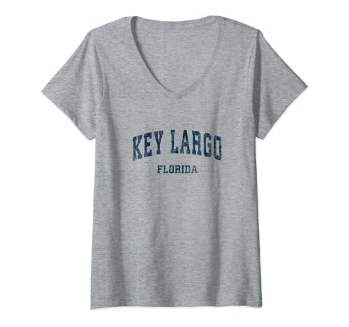 Damen Key Largo Florida FL Vintage Uni Sport Marine-Design T-Shirt mit V-Ausschnitt Damen Key Largo Florida FL Vintage Uni Sport Marine-Design T-Shirt mit V-Ausschnitt von Key Largo FL T-Shirts & Retro Tees