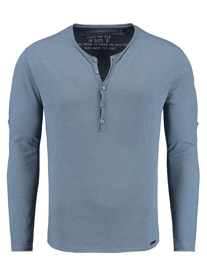 Key Largo Henleyshirt Ginger vintage Look uni Basic MLS00038 mit Knopfleiste unifarben langarm slim fit von Key Largo