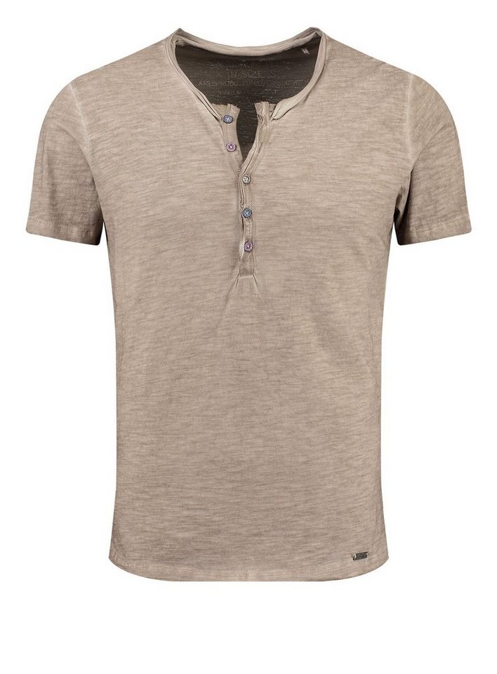 Key Largo Henleyshirt Lemonade vintage Look uni Basic MT00122 mit Knopfleiste unifarben kurzarm slim fit von Key Largo