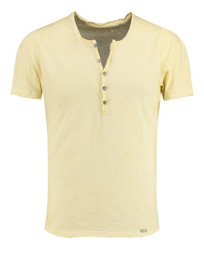 Key Largo Henleyshirt Lemonade vintage Look uni Basic MT00122 mit Knopfleiste unifarben kurzarm slim fit von Key Largo