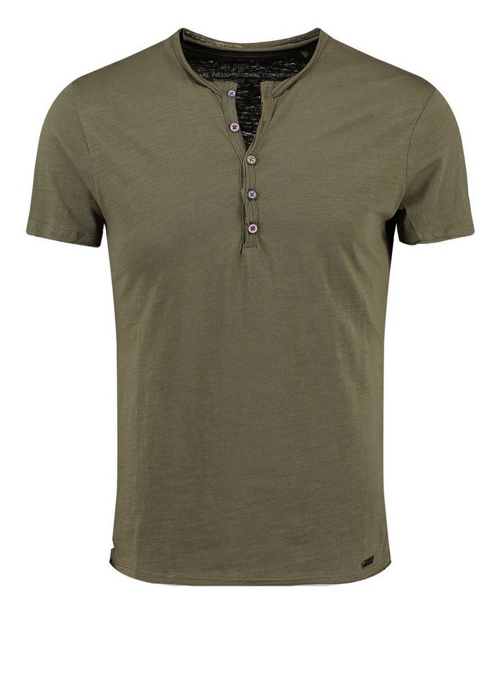 Key Largo Henleyshirt Lemonade vintage Look uni Basic MT00122 mit Knopfleiste unifarben kurzarm slim fit von Key Largo