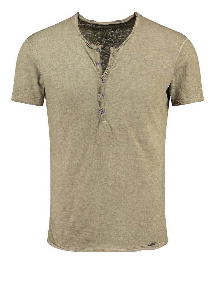 Key Largo Henleyshirt Lemonade vintage Look uni Basic MT00122 mit Knopfleiste unifarben kurzarm slim fit von Key Largo