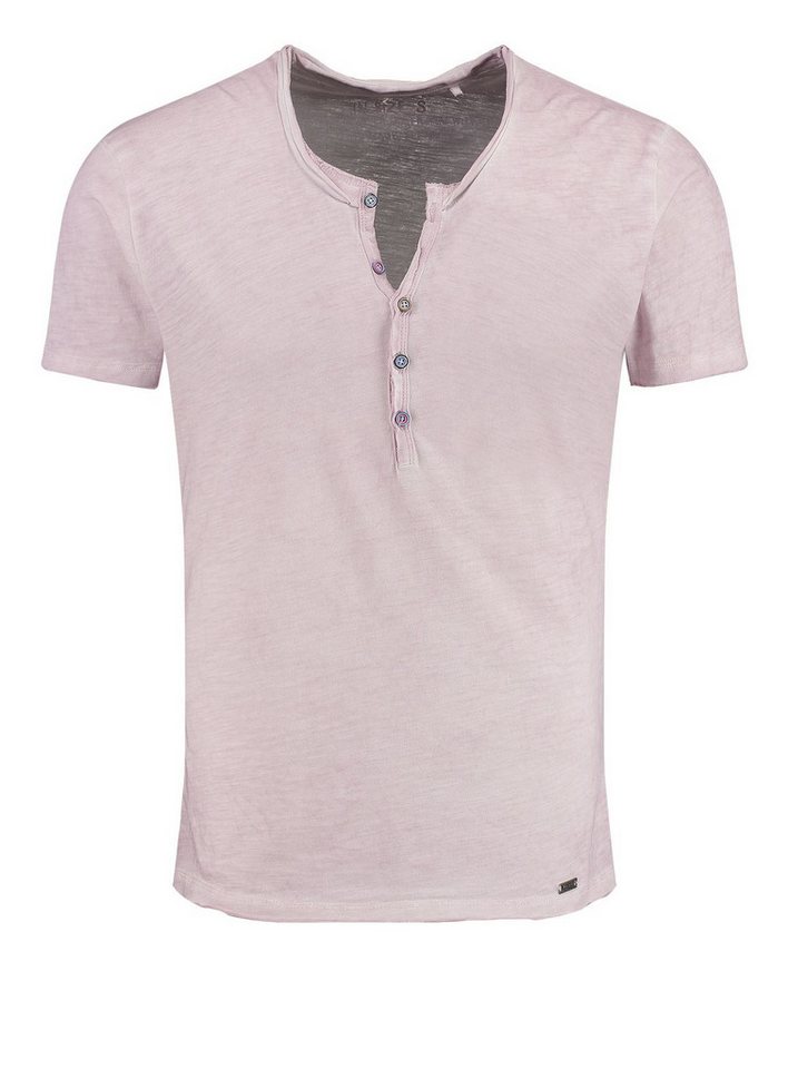 Key Largo Henleyshirt Lemonade vintage Look uni Basic MT00122 mit Knopfleiste unifarben kurzarm slim fit von Key Largo
