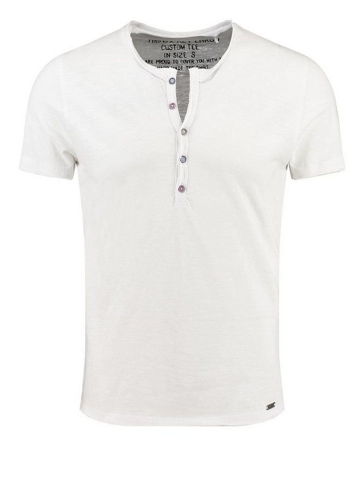 Key Largo Henleyshirt Lemonade vintage Look uni Basic MT00122 mit Knopfleiste unifarben kurzarm slim fit von Key Largo