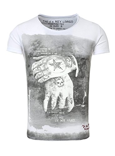 Key Largo Herren T-Shirt ALIVE Vintage Look Nieten Hände Tattoo Sommershirt weiß XL von KEY LARGO