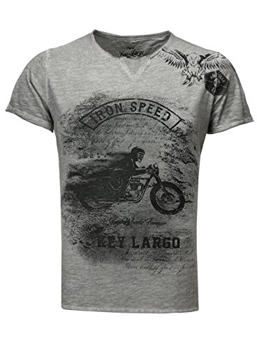 Key Largo Herren T-Shirt Iron Speed Vintage Look Printshirt Motorrad Biker Adler Racing grau S von KEY LARGO