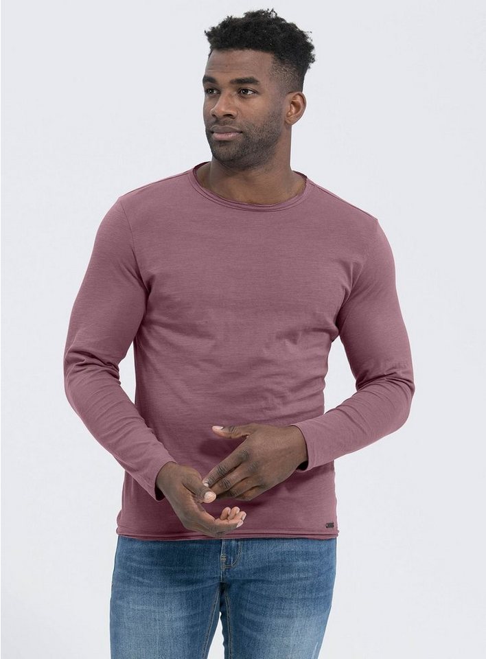 Key Largo Langarmshirt Cheese vintage Look uni Basic MLS00033 Rundhalsauschnitt unifarben langarm slim fit von Key Largo