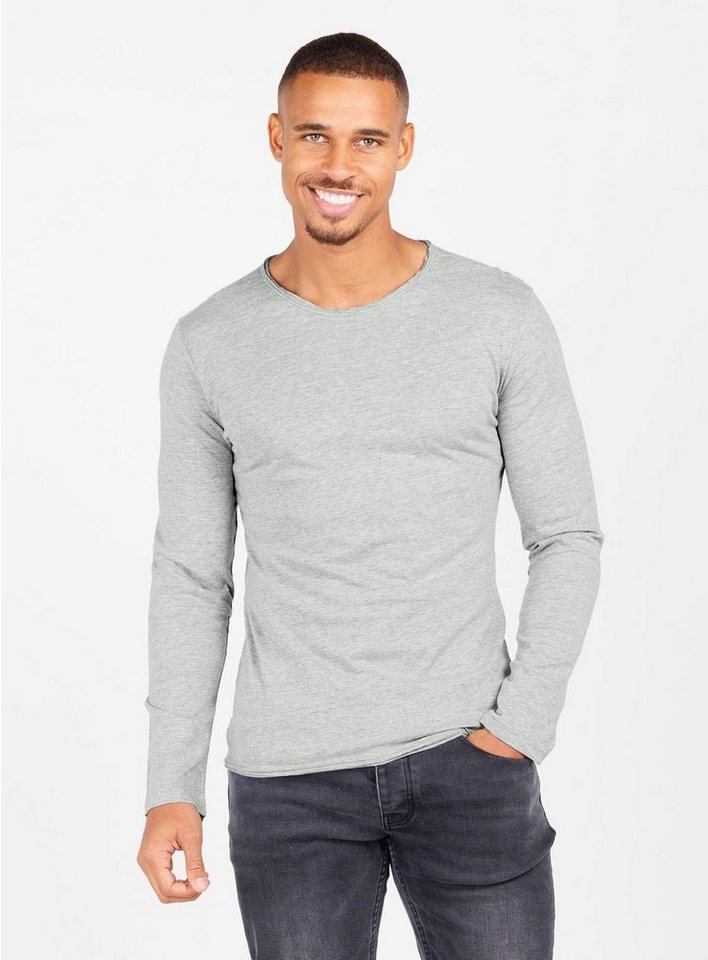 Key Largo Langarmshirt Cheese vintage Look uni Basic MLS00033 Rundhalsauschnitt unifarben langarm slim fit von Key Largo