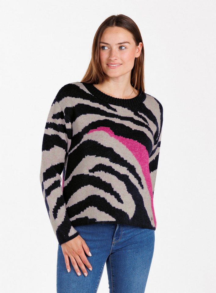 Key Largo Rundhalspullover WKN ZEBRA round (1-tlg) von Key Largo