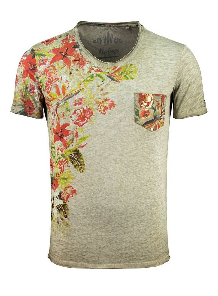 Key Largo T-Shirt Babylon MT00195 Hawaii Look Blumenmuster V-Auschnitt bedruckt kurzarm slim fit Key Largo T-Shirt Babylon MT00195 Hawaii Look Blumenmuster V-Auschnitt bedruckt kurzarm slim fit von Key Largo