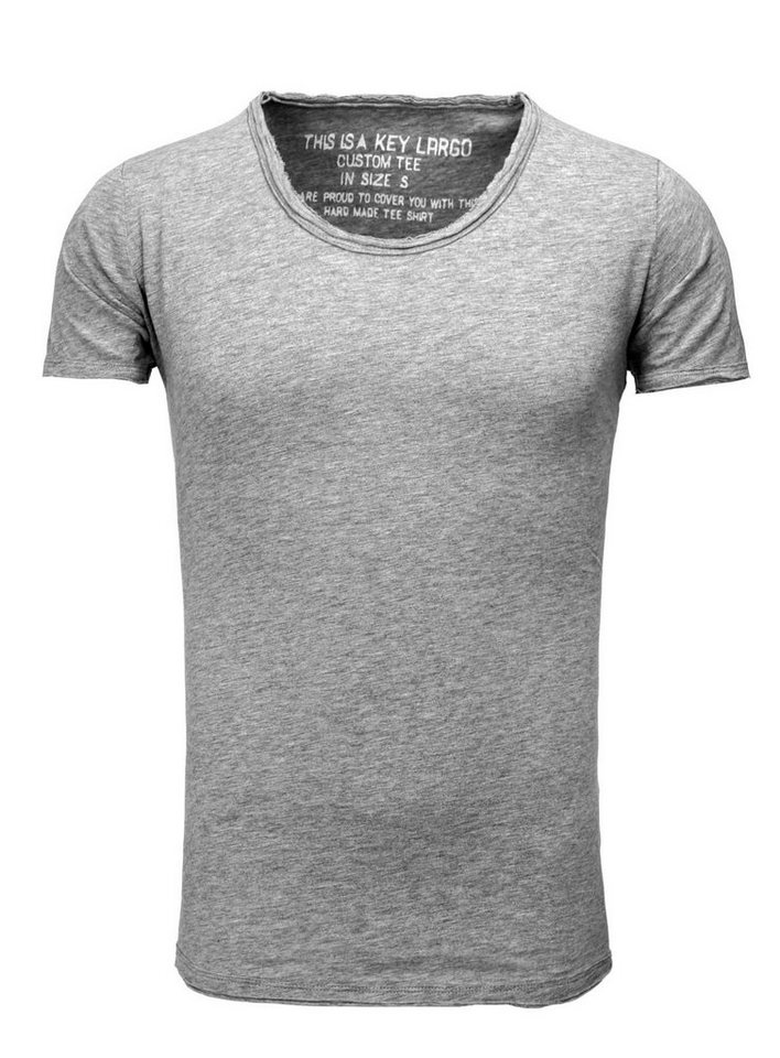 Key Largo T-Shirt Bread vintage Look uni Basic T00621 Rundhalsauschnitt unifarben kurzarm slim fit von Key Largo