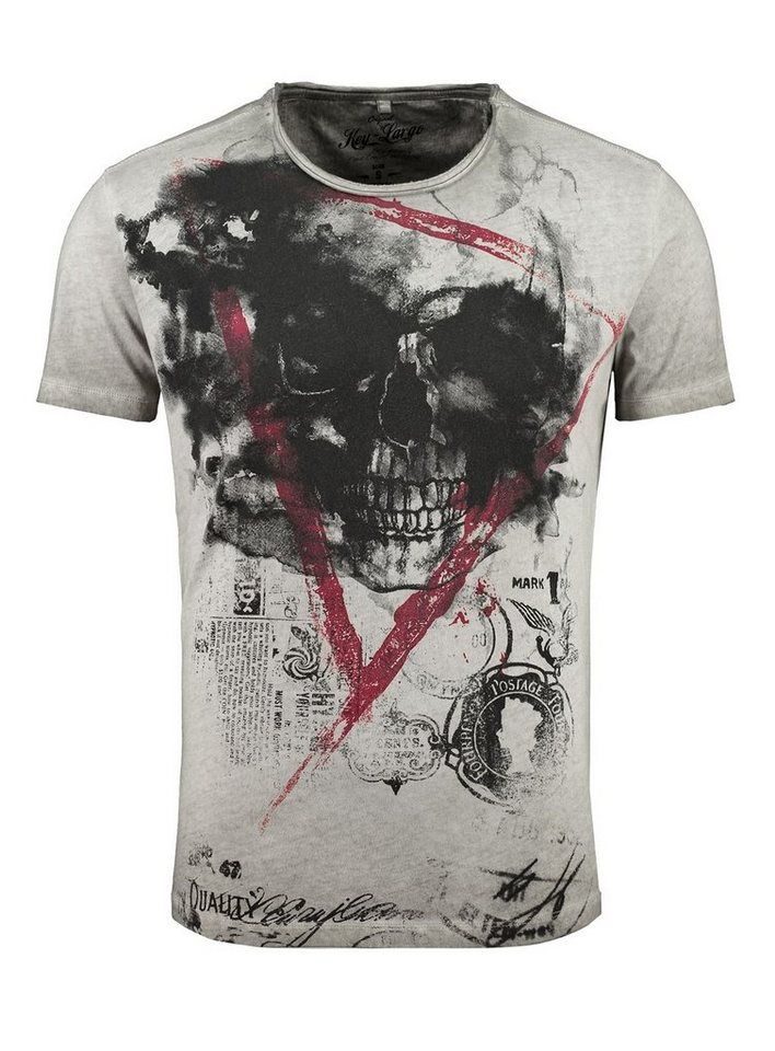 Key Largo T-Shirt Hype Skull Print vintage Look MT00340 Rundhals-Auschnitt bedruckt kurzarm slim fit von Key Largo