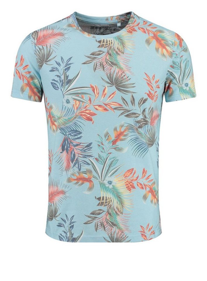 Key Largo T-Shirt MT00487 Palermo Hawaii Look Blumenmuster Rundhalsauschnitt allover Print kurzarm slim fit von Key Largo
