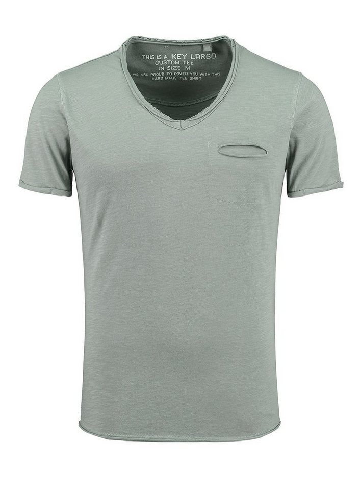 Key Largo T-Shirt Soda vintage Look uni Basic T00619 V-Ausschnitt unifarben kurzarm slim fit von Key Largo