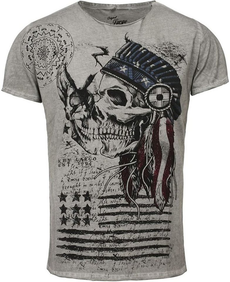 Key Largo T-Shirt T-Shirt Indian Skull Totenkopf Print Motiv vintage Look MT00168 Rundhalsauschnitt bedruckt kurzarm slim fit von Key Largo