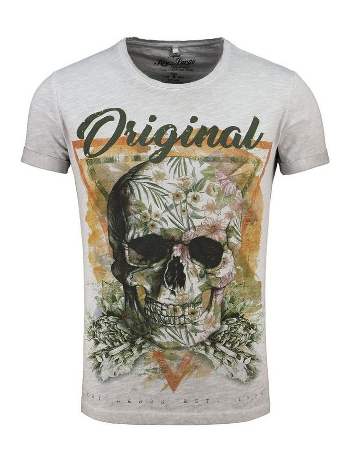 Key Largo T-Shirt T-Shirt Triangle Skull Totenkopf Print Motiv vintage Look MT00187 Rundhalsauschnitt bedruckt kurzarm slim fit von Key Largo