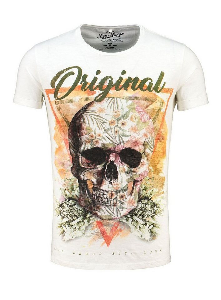 Key Largo T-Shirt T-Shirt Triangle Skull Totenkopf Print Motiv vintage Look MT00187 Rundhalsauschnitt bedruckt kurzarm slim fit von Key Largo