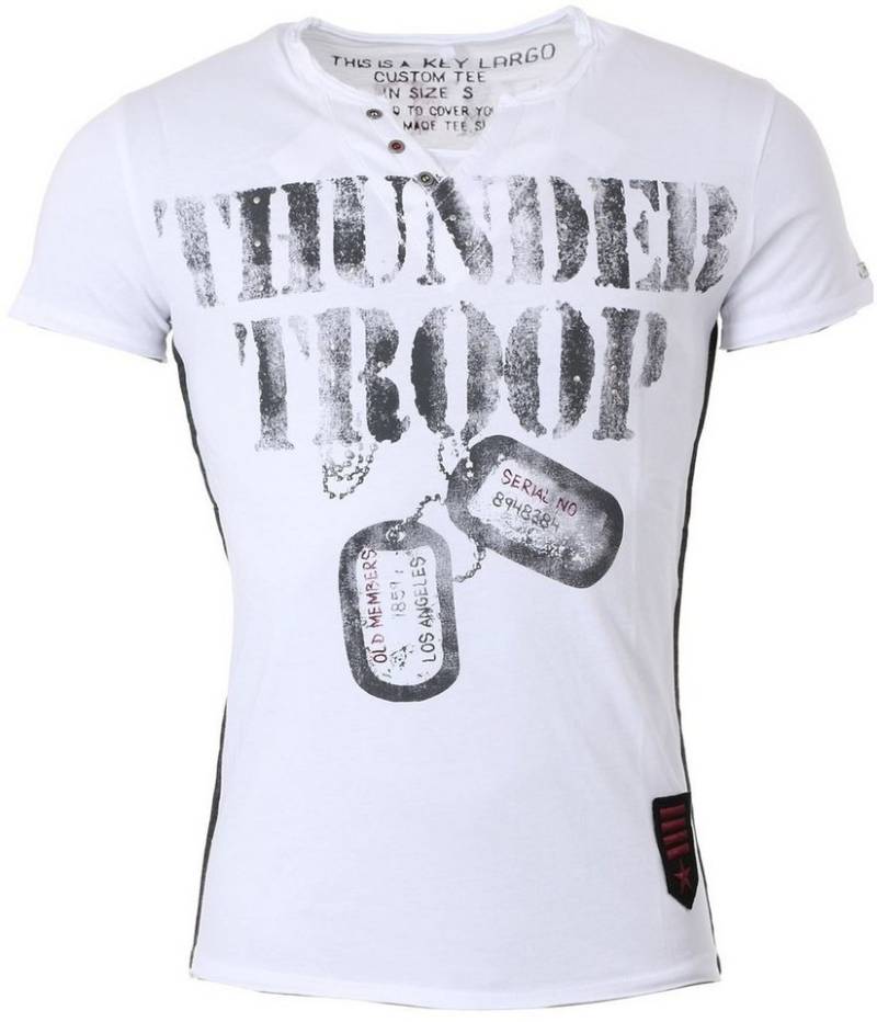 Key Largo T-Shirt für Herren Thunder Troop button Army Print Motiv vintage Look MT00114 V-Auschnitt bedruckt kurzarm slim fit von Key Largo
