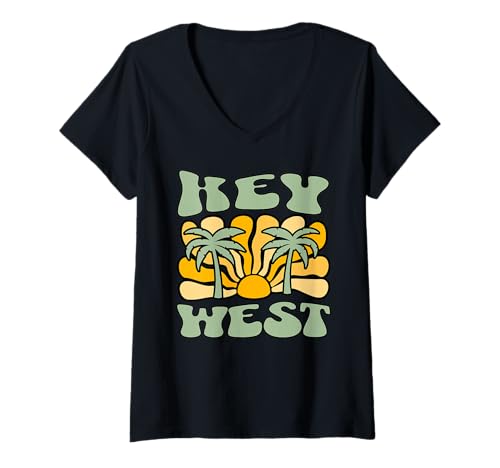 Damen Key West T-Shirt mit V-Ausschnitt Damen Key West T-Shirt mit V-Ausschnitt von Key West Beach Florida Surfing Surf Ocean Vintage