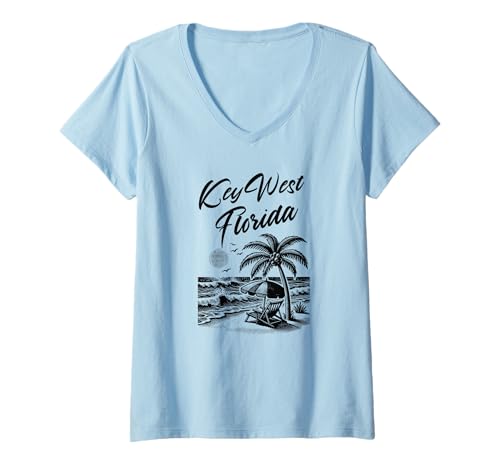 Damen Key West, Florida T-Shirt mit V-Ausschnitt Damen Key West, Florida T-Shirt mit V-Ausschnitt von Key West Florida Souvenirs