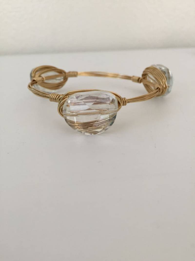 Klares Glas Kristall Draht Gewickelt Armreif Klares Glas Kristall Draht Gewickelt Armreif von KeyLimeJewelryDesign