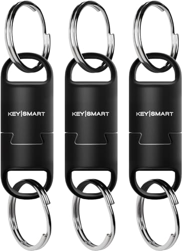 KeySmart MagConnect Pro Magnetic Key Holder for Purse, Key Chains for Car Keys - Detachable Key Ring Quick Release Keychain for Men - Mens Key Chain Rings Heavy Duty Key Ring - Black EDC (3-Pack) von KeySmart