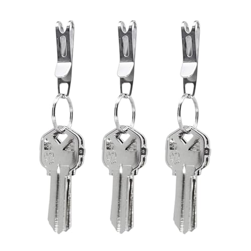 KeySmart Nano Clip – Der praktische Schlüsselbund-Halter - Sichert den Schlüsselbund und verhindert das Ausbeulen der Tasche (Edelstahl, 3er Pack) von KeySmart