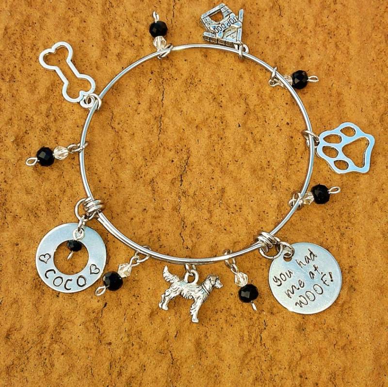 Labrador Retriever Armband, Charm Golden Sterlingsilberbangle Charm, Handgestempelt von KeyStarDesigns