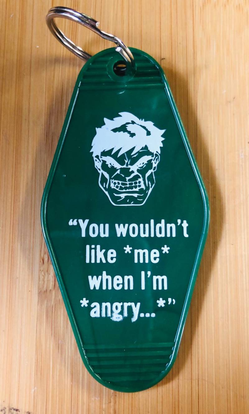 Green Rage Forschung Comic Don't Make Me Mad Film Keytag von KeyTagsRUSdotcom