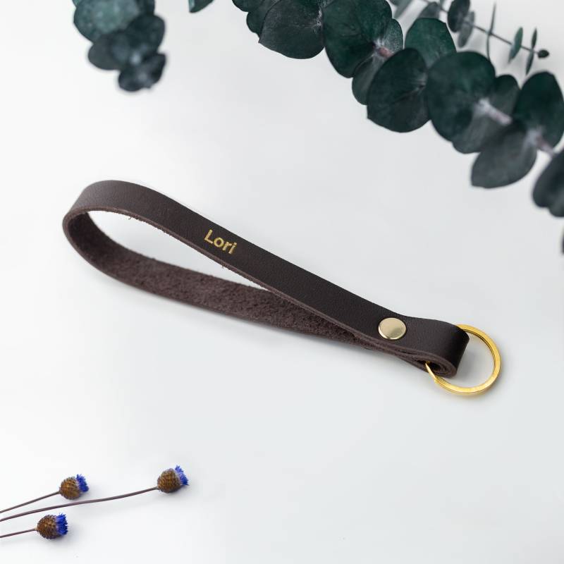 Skinny Wristlet - Keychain Schlüsselanhänger Personalisiertes Schlüsselband Leder Armband Jahrestag Geschenk Familie von Keyaiira
