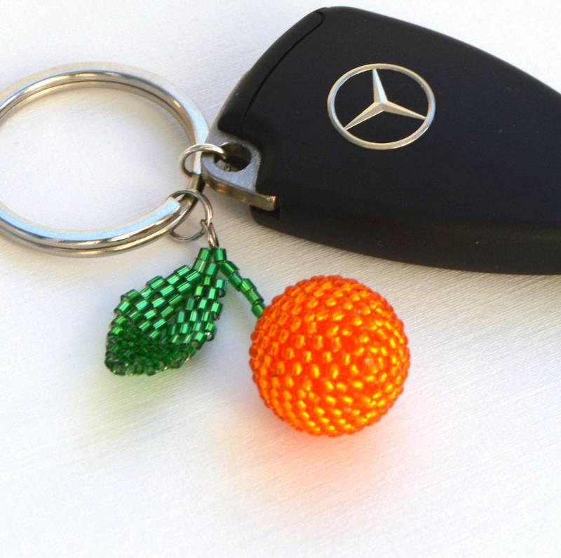 Schlüsselanhänger Orange Handgefertigtes Autozubehör von KeychainbyMirami8888