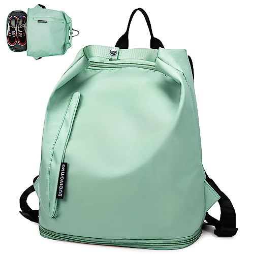 Keyck Sportrucksack Wasserdicht Sporttasche Rucksack mit Schuhfach & Nasstasche Leichtgewicht Reiserucksack Damen Herren Backpack Oxford Freizeitrucksack für Reisen Fitness Einkaufen Schwimmen,Grün von Keyck