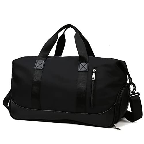 Keyck Sporttasche Damen Herren Reisetasche mit Schuhfach und Nassfach Groß 40L, Faltbar Wasserdicht ​Fitnesstasche Leicht Handgepäck Weekender Travel Bag, Tasche für Sport Gym Fitness, Schwarz von Keyck