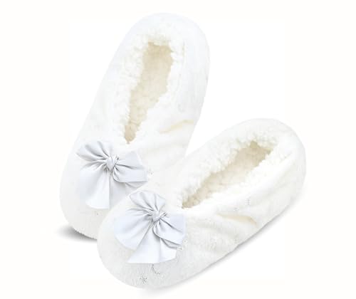 Keyela Gemütliche und warme Damen-Socken mit Greifern, Glitzernder weißer Stern, 8-10 von Keyela