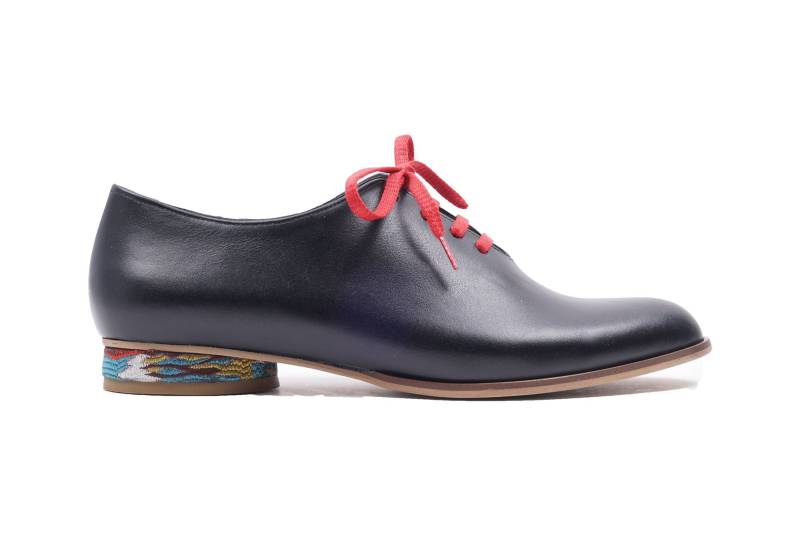 Sadie Schwarz/Rose Puder Kostenloser Versand - Handgefertigte Leder Frauen Flache Schuhe 2023 Sommerkollektion von Keymandesign