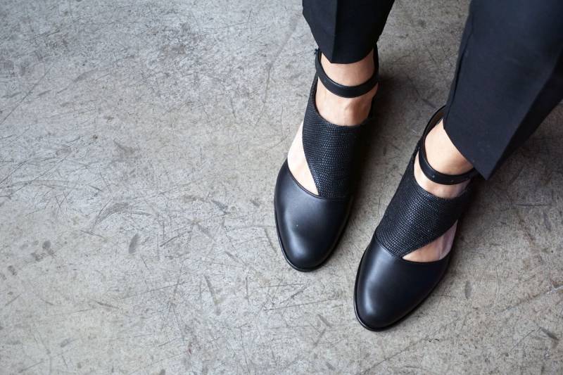 Thera - Schwarz Handgefertigte Leder Damen Flache Schuhe 2023 Sommer Kollektion Kostenloser Versand von Keymandesign