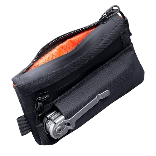 Keymarx Minimalistische Geldbörse für Herren, RFID Blocking EDC Zip Wallet, Wasserdichter Stoff & Multi-Tool-Slot (Hält 1-12 Karten), Schwarz, Minimalistisch von Keymarx