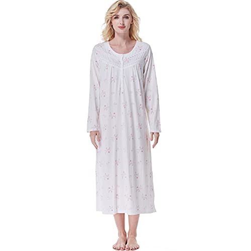 Keyocean Damen-Nachthemd, Baumwolle, weich, bequem, leicht, Nachtwäsche, Hauskleid, Loungewear für Frauen im Sommer - Pink - Medium von Keyocean