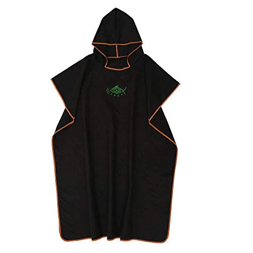 Keyohome Surfponcho aus Mikrofaser mit Kapuze für Erwachsene, schnell trocknender Stoff für Damen und Herren (schwarz), Schwarz von Keyohome
