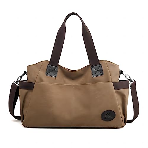Mode Damenhandtasche Modetasche Umhängetasche Segeltuchtasche Crossbody mit Handgriff Retro Mode Anti-Diebstahl Fach Einkaufstasche Tote Tasche Handtasche (Braun) von Keyoung