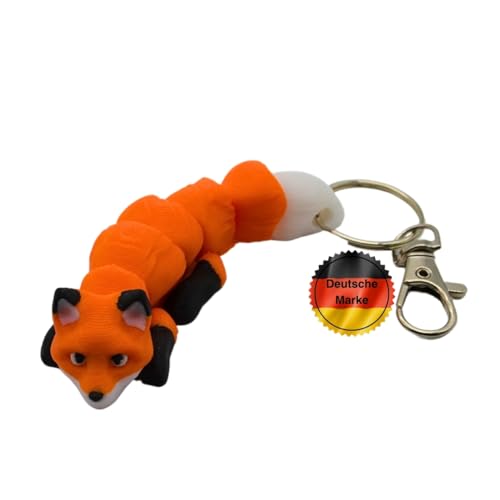 Keyspace Fuchs Schlüsselanhänger - 3D gedruckter Fuchs Anhänger - Schlüsselanhänger Schulkind - besondere Glücksbringer Schulanfang Geschenke - Geschenk Fuchs Kinder - süßer Anhänger von KEYSPACE