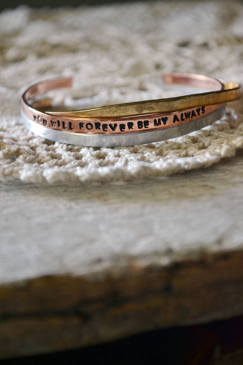 Sie Werden Für Immer Meine - Mantra-Armband Hand Gestempelt Manschette Handstamped Armband Ich Liebe Schmuck Stacking Herzen von Keytiques