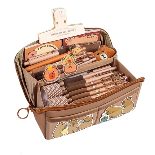 Keyubria Capybara Federmäppchen, Große Kapazität Capybara Mäppchen, CapybaraSchreibwaren Set Mit 11 Fächern, Niedliches Federmäppchen Briefpapier Set Für Junge Und Mädchen von Keyubria