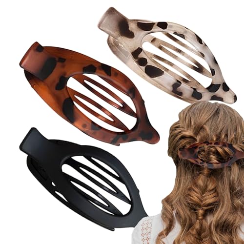 Keyubria Flache Haarklammern Für Frauen | 3 Stück Flache Spangen Mit Entenschnabel-Design,Rutschfeste Haarschmuck für Frauen Pferdeschwanz Nassstyling Gym Party Hochzeit Frisuren von Keyubria
