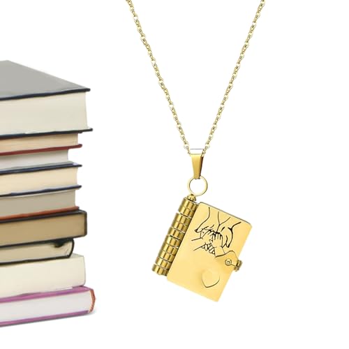 Keyubria Für Meine Tochter Halskette | Buch-Anhänger Mit Tochterseite | Öffnbarer Mehrlagiger Anhänger Aus Edelstahl Für Schule Geburtstag Abschluss Reise Valentinstag Weihnachten Täglich von Keyubria