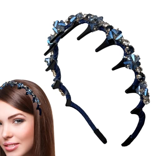 Keyubria Geflochtenes Haarband - Retro Rutschfestes Breites Perlenbesetztes Stirnband - Anti-Rutsch Mode Haarschmuck Dekorativ für Frauen Mädchen Brautjungfern Bräute Party Hochzeit Festivals von Keyubria