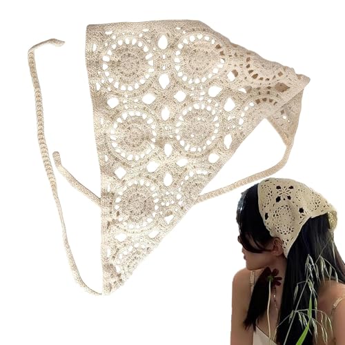 Keyubria Haarband Mit Kopftuch | Boho Bandana für Damen | Blumen Gänseblümchen Häkel Rutschfest Elastisch Leichtes Bandana Für Unterwegs Western Zöpfe Cowgirl Yoga von Keyubria