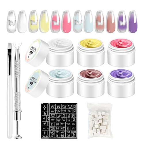 Keyubria Nagelgel,Natürliches Farbverlauf Mal-Kunst Gel-Set für Nägel - Feste Modellierkleber Salon Set Für Frauen Reise Zuhause Anfänger von Keyubria