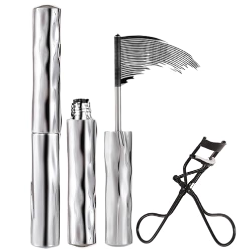 Keyubria Wasserdichte Tube Technology Mascara,2 Stück Clumpenfreie Volumen Mascara | Wimpern Dramatischer Natürlicher Look mit Curler für Alltag Arbeit Party Abend Date Frauen Mädchen von Keyubria